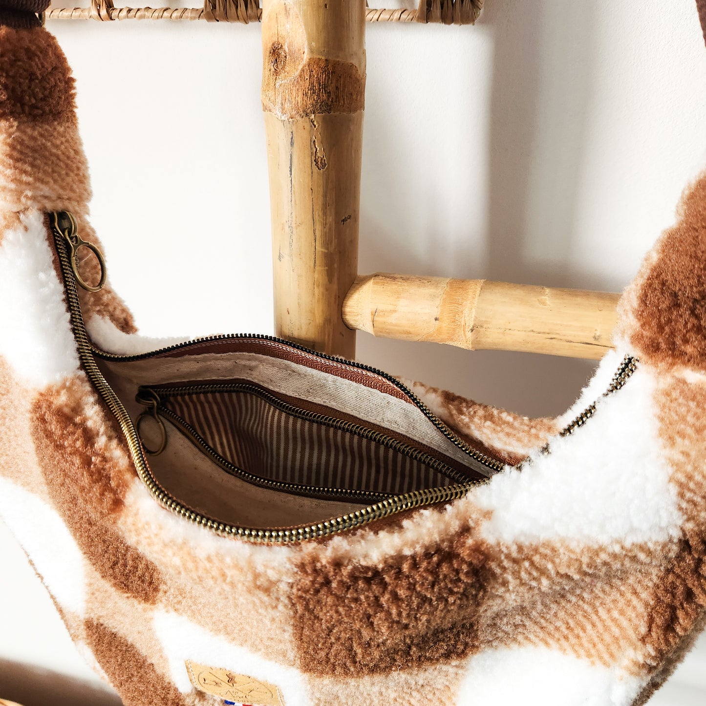 SAC DEMI LUNE S - Teddy à carreaux