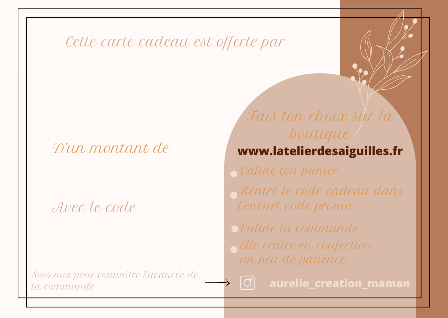 Carte Cadeau L'Atelier des Aiguilles