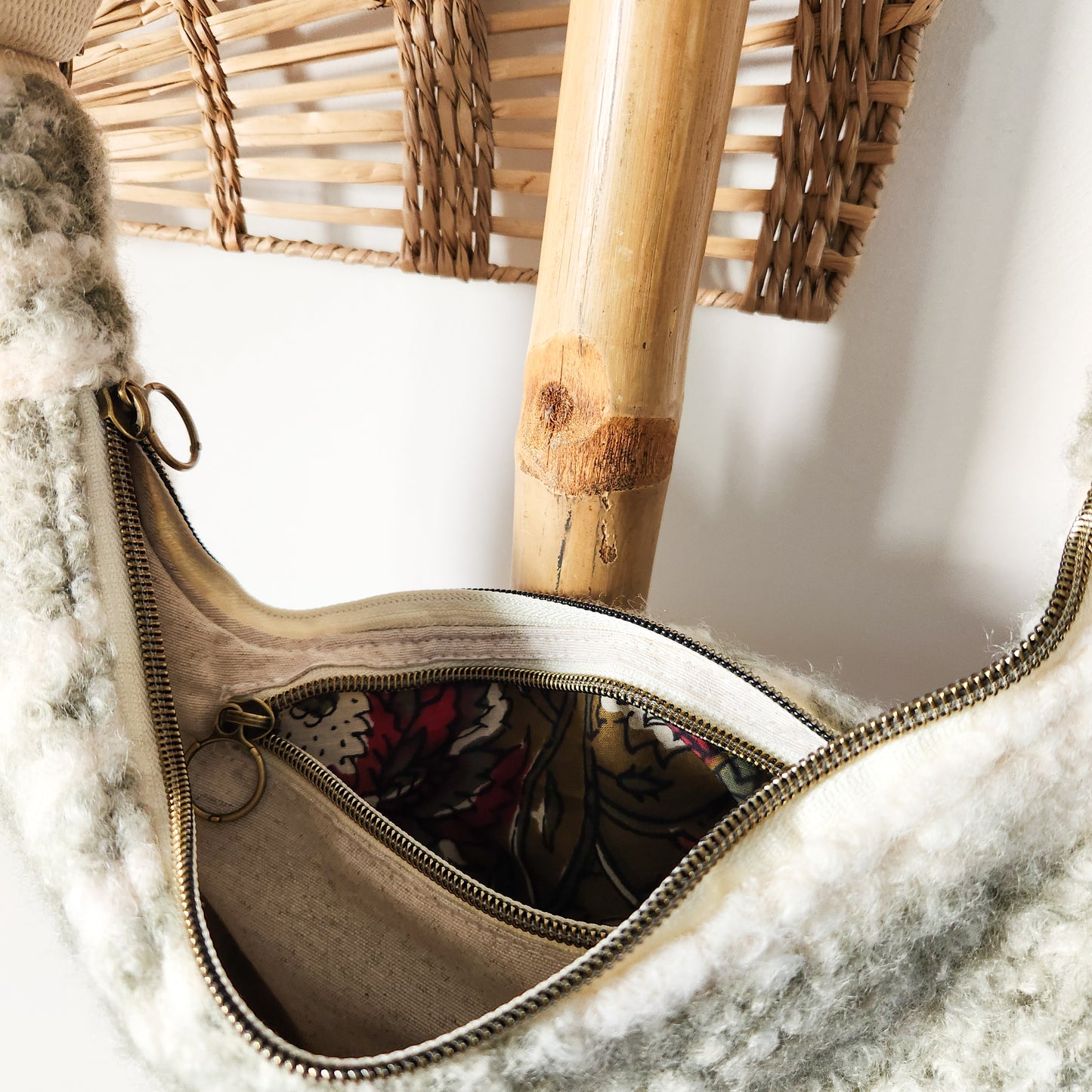 SAC DEMI LUNE S - Teddy Jacquard Kaki