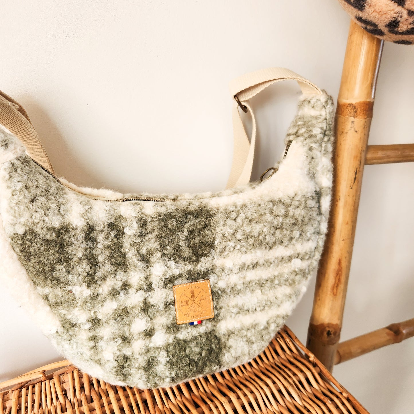 SAC DEMI LUNE S - Teddy Jacquard Kaki