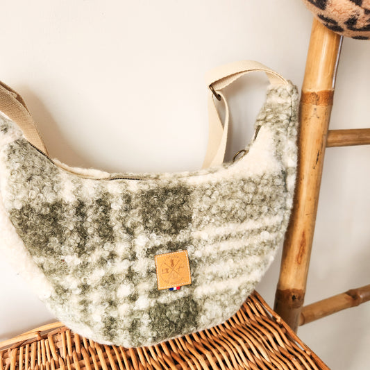 SAC DEMI LUNE S - Teddy Jacquard Kaki